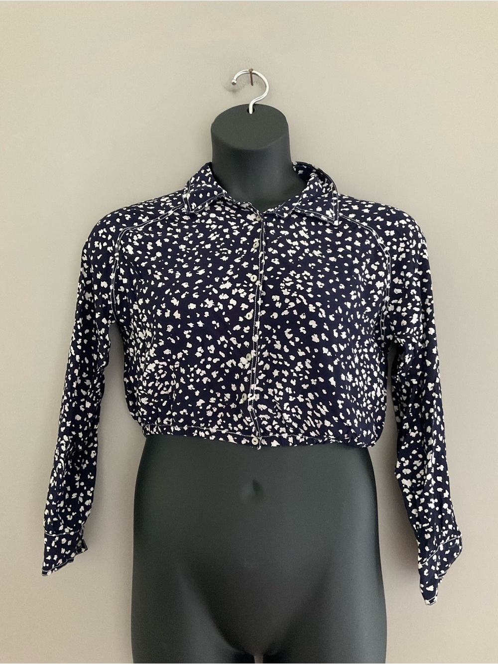Free People, Blue & White, Leopard Print, cropped Blouse